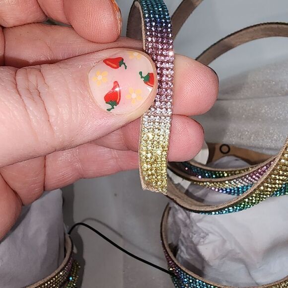 6.5W Wide Width Rainbow Rhinestone Heel 4" Spiral Lace Up Embellish Torrid Spark - Picture 7 of 13